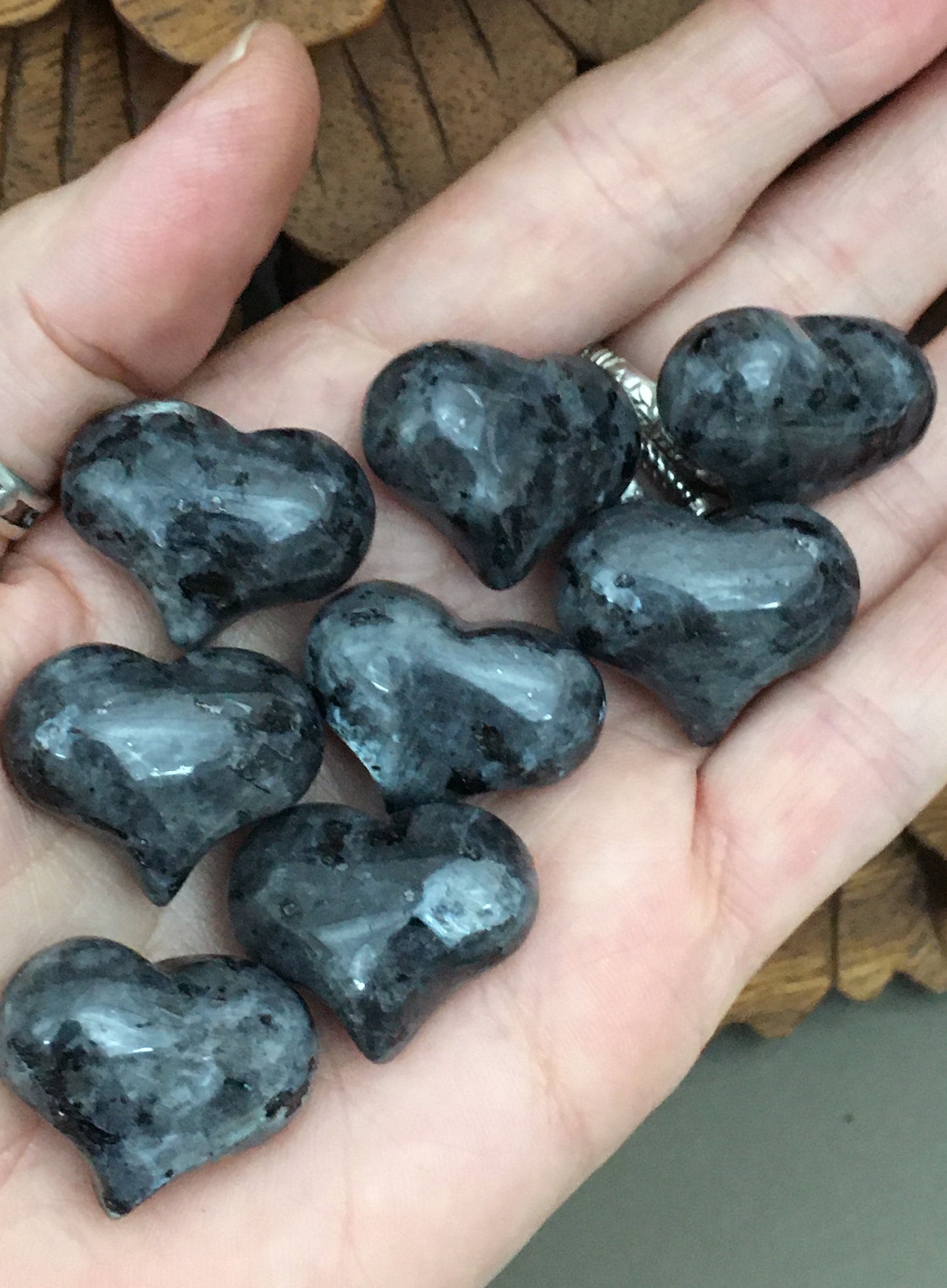 Larvikite Puffy Hearts