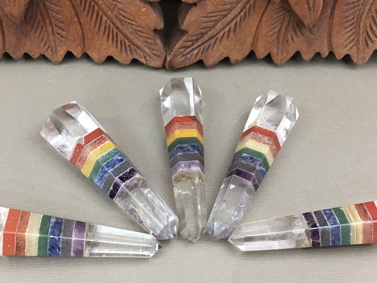 8 Stone Chakra Crystal Double Terminated Wand