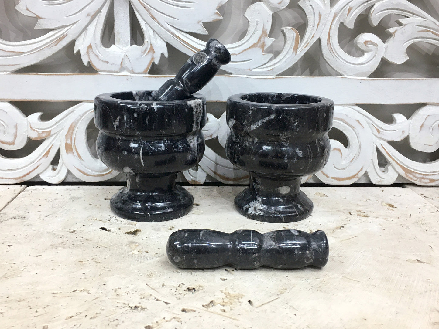 Polished Ammonite and Orthoceras Fossil Mortar & Pestle