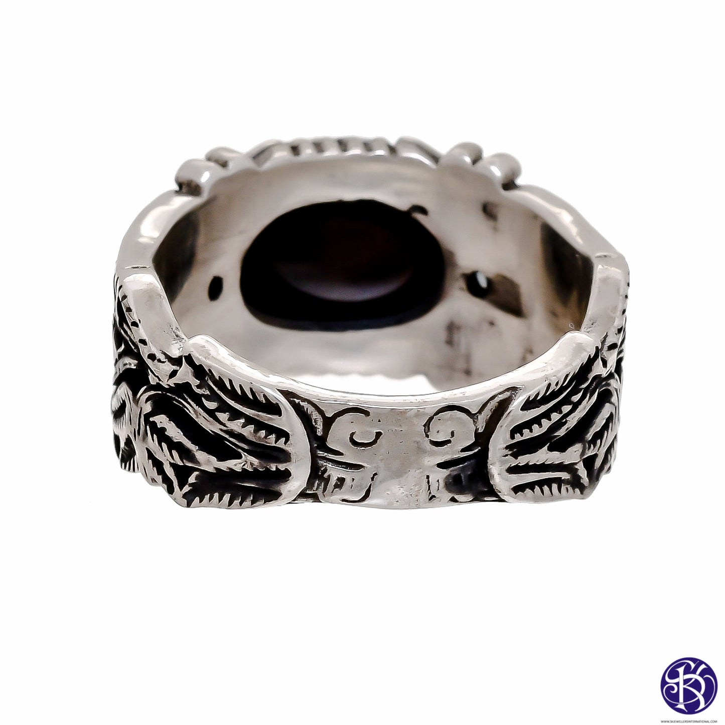 Sterling Silver Hand Carved Gemstone Ring - Available in 9 stones Up to Size 14!