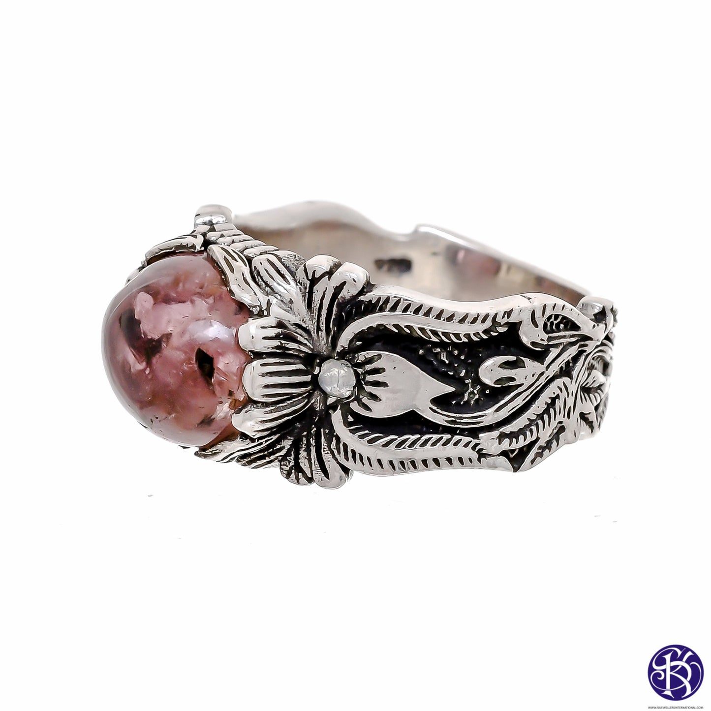 Sterling Silver Hand Carved Gemstone Ring - Available in 9 stones Up to Size 14!