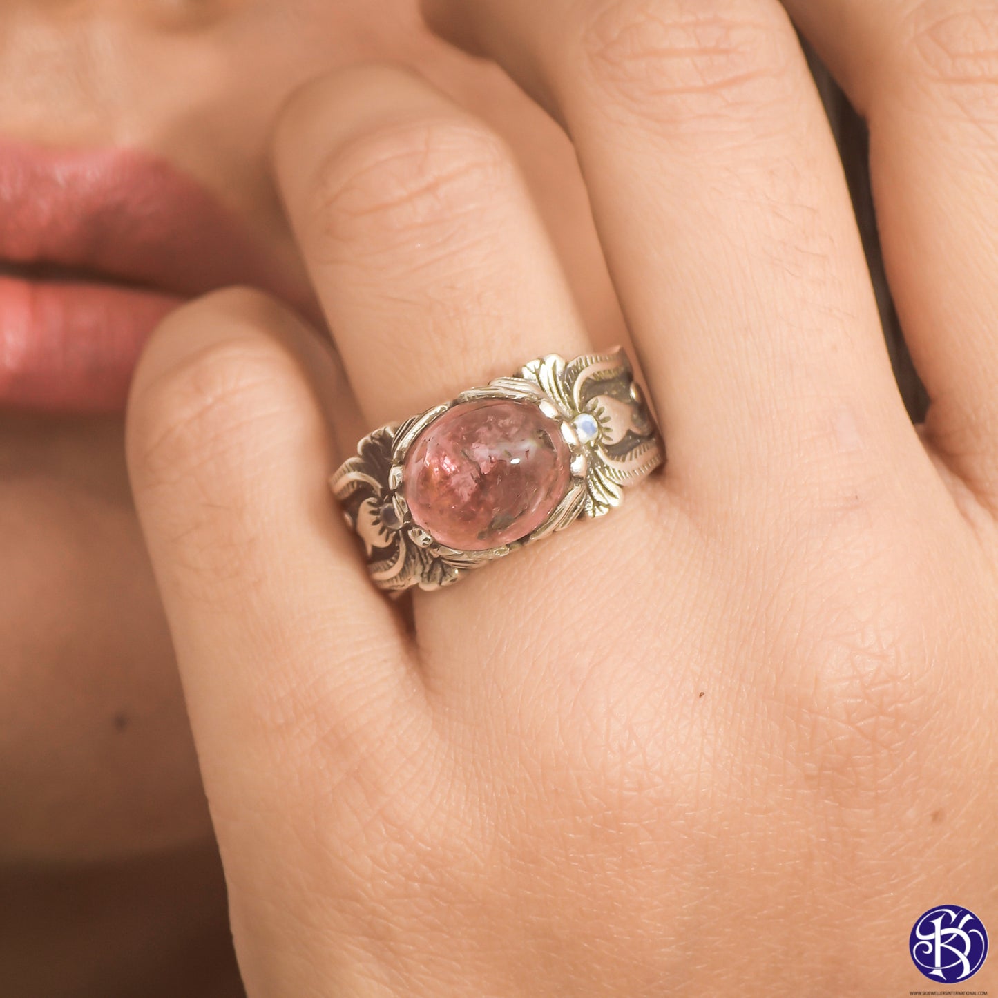 Sterling Silver Hand Carved Gemstone Ring - Available in 9 stones Up to Size 14!