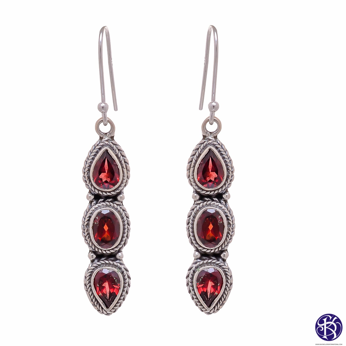 Sterling Silver Three stone Earrings