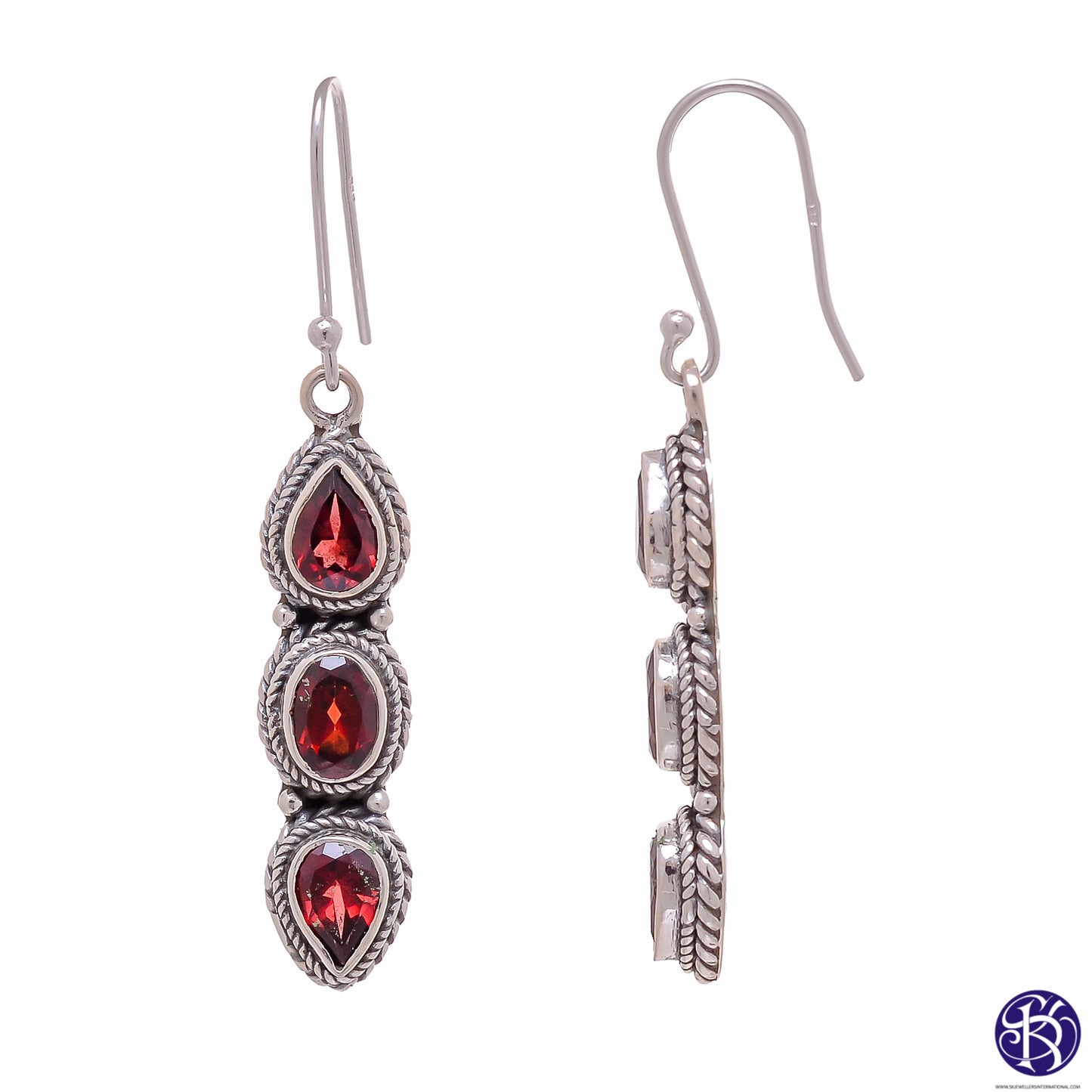 Sterling Silver Three stone Earrings