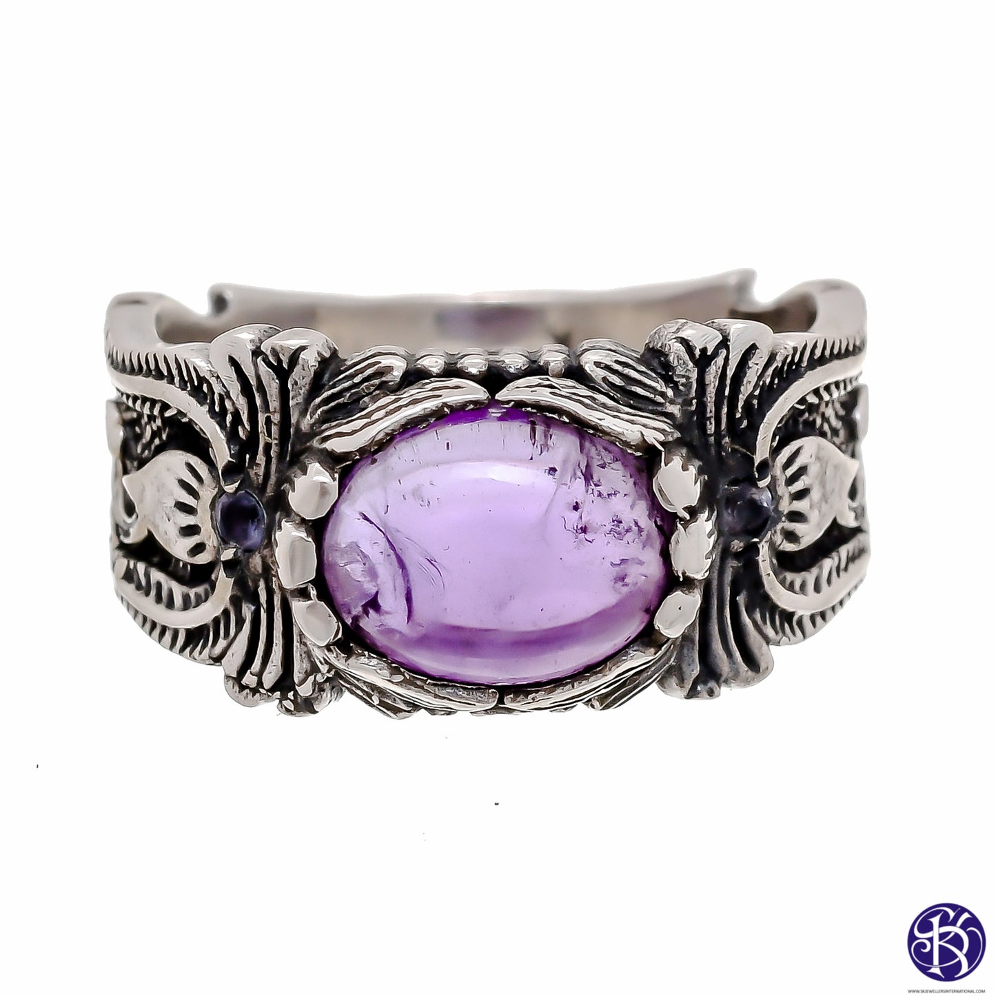 Sterling Silver Hand Carved Gemstone Ring - Available in 9 stones Up to Size 14!