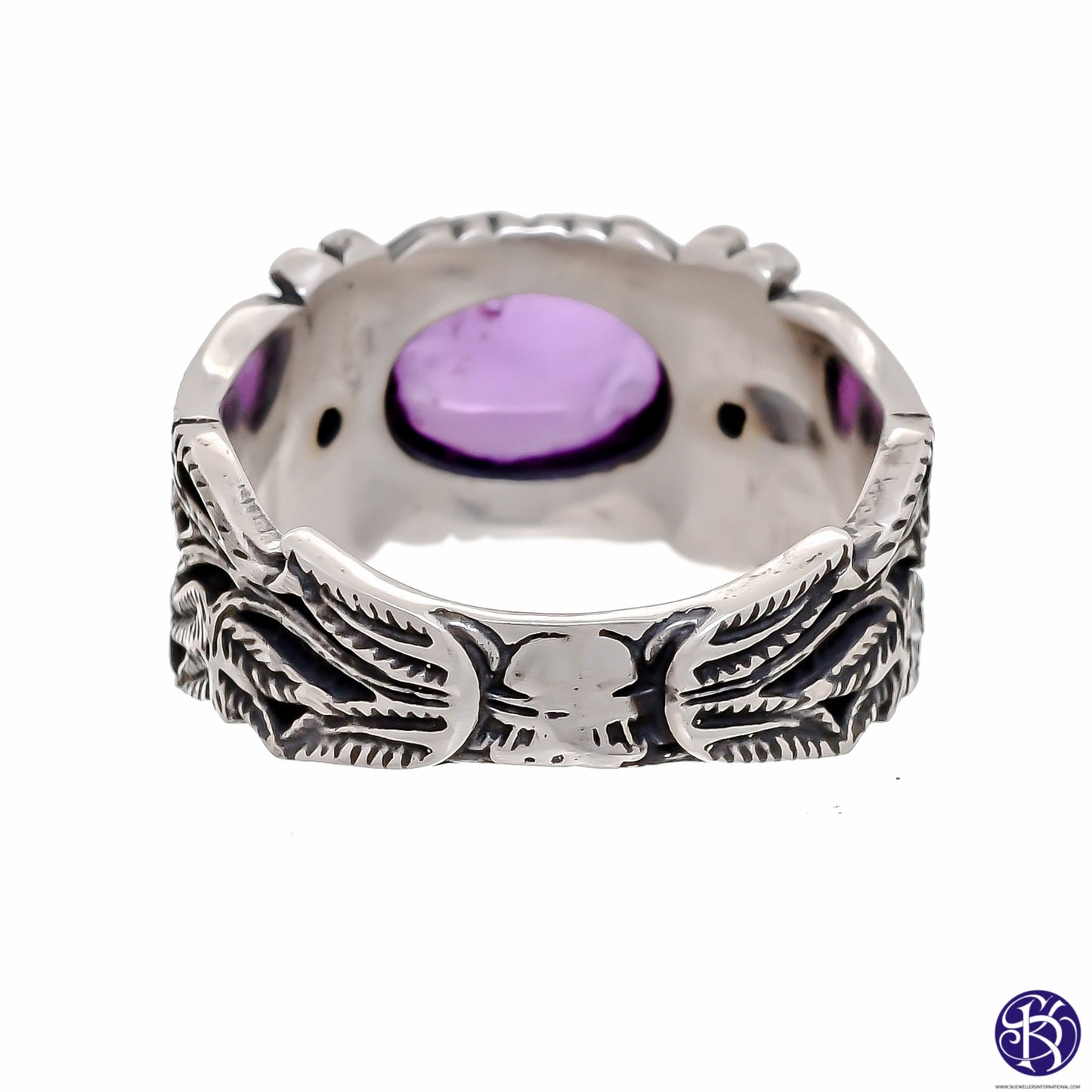 Sterling Silver Hand Carved Gemstone Ring - Available in 9 stones Up to Size 14!