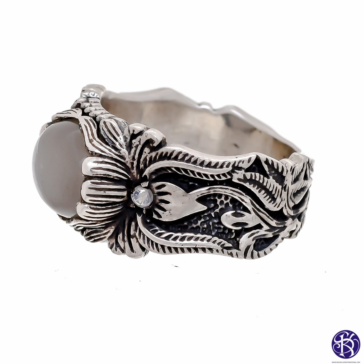 Sterling Silver Hand Carved Gemstone Ring - Available in 9 stones Up to Size 14!