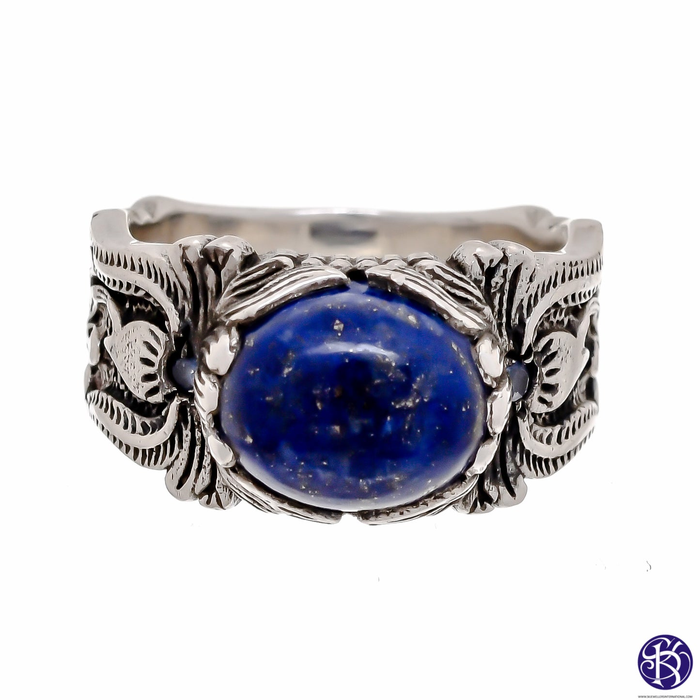 Sterling Silver Hand Carved Gemstone Ring - Available in 9 stones Up to Size 14!