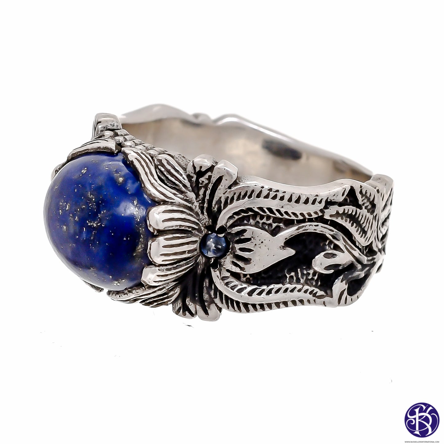 Sterling Silver Hand Carved Gemstone Ring - Available in 9 stones Up to Size 14!