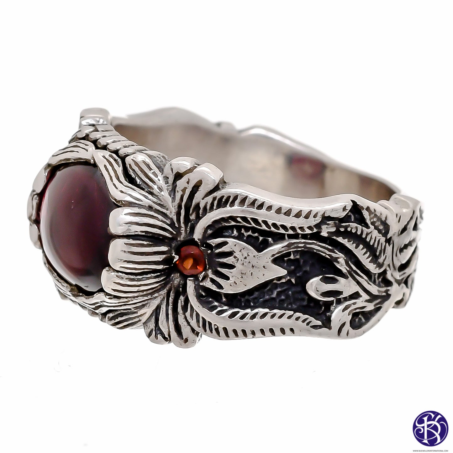 Sterling Silver Hand Carved Gemstone Ring - Available in 9 stones Up to Size 14!