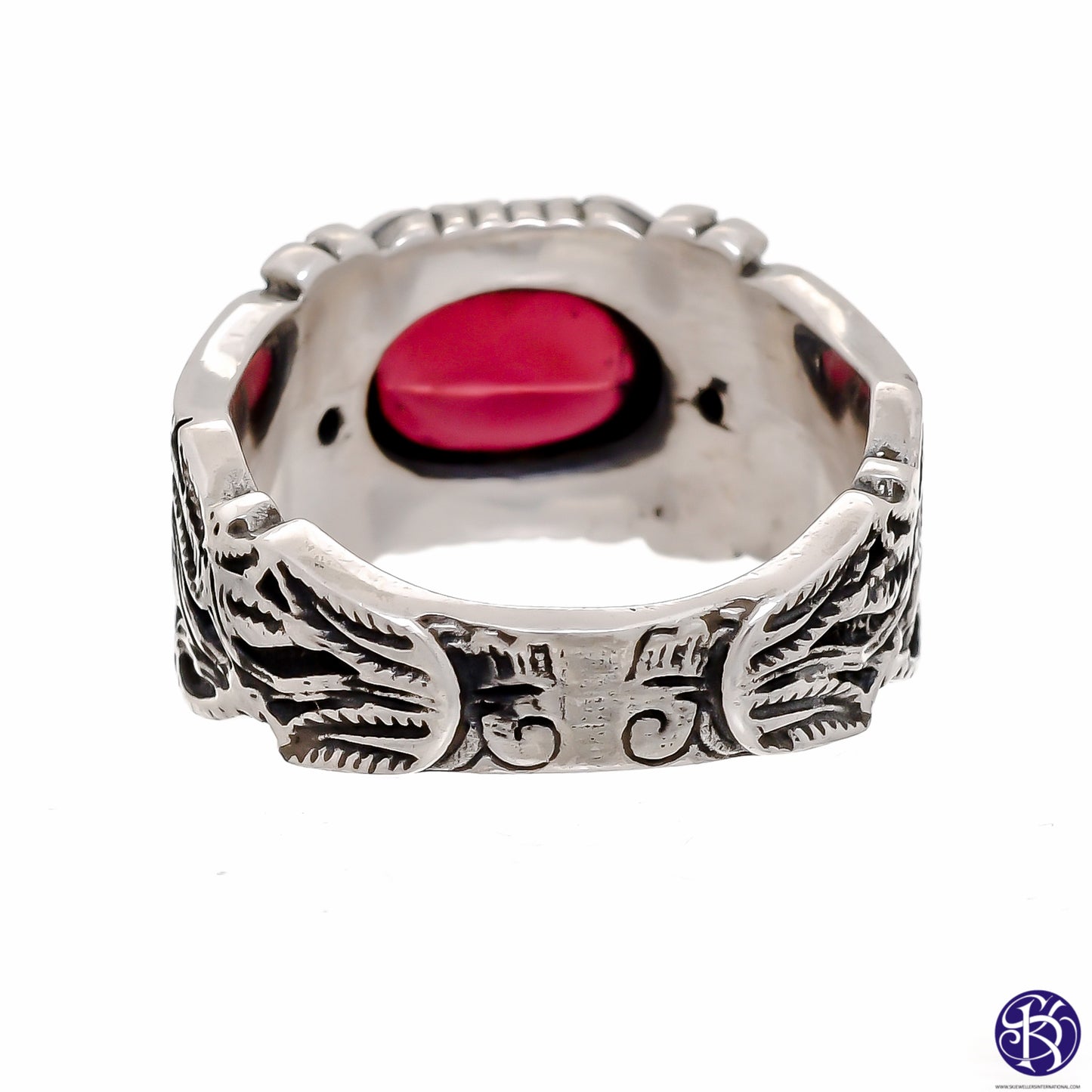 Sterling Silver Hand Carved Gemstone Ring - Available in 9 stones Up to Size 14!