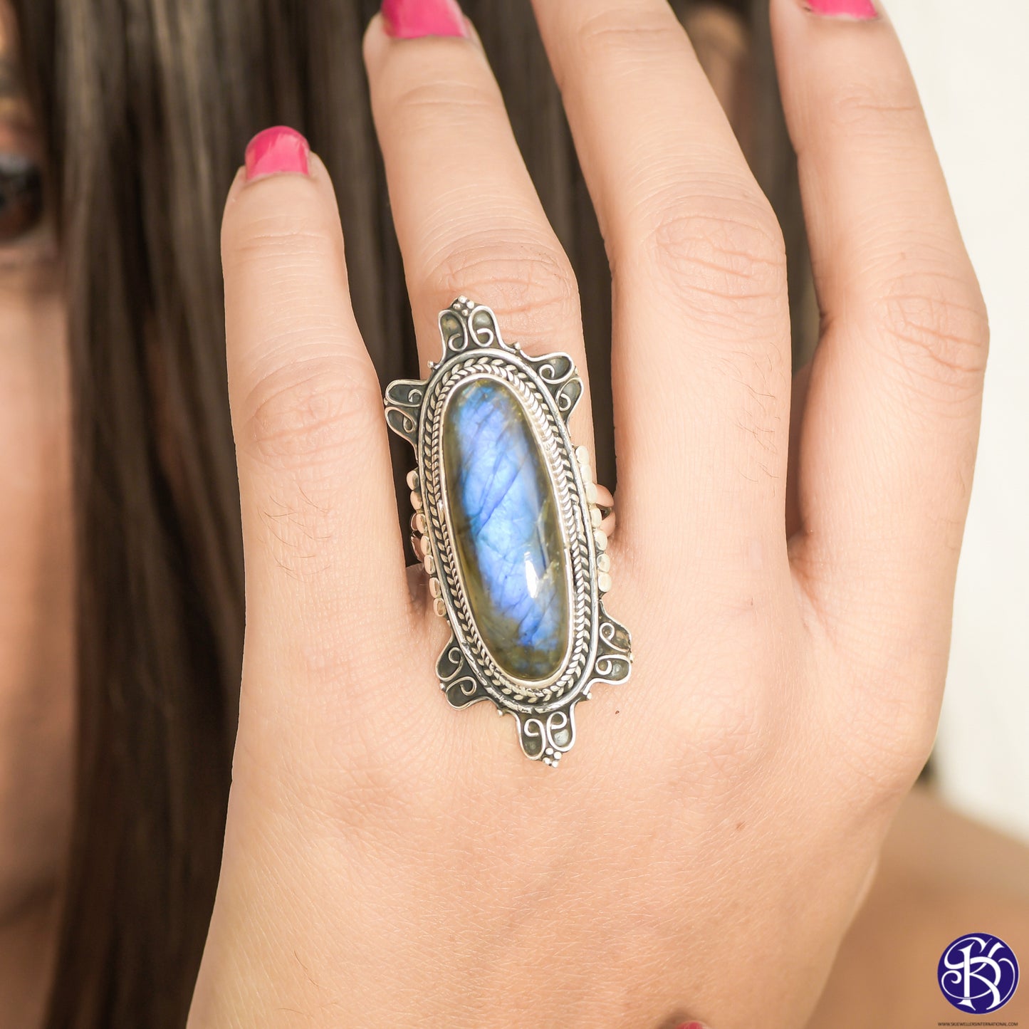 Sterling Silver Large Stone Ring