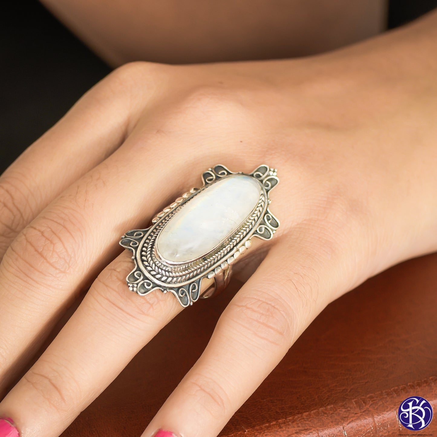 Sterling Silver Large Stone Ring