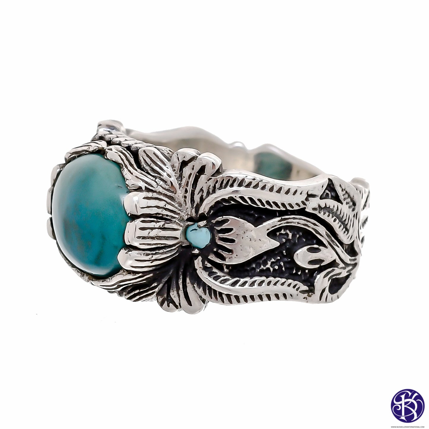 Sterling Silver Hand Carved Gemstone Ring - Available in 9 stones Up to Size 14!