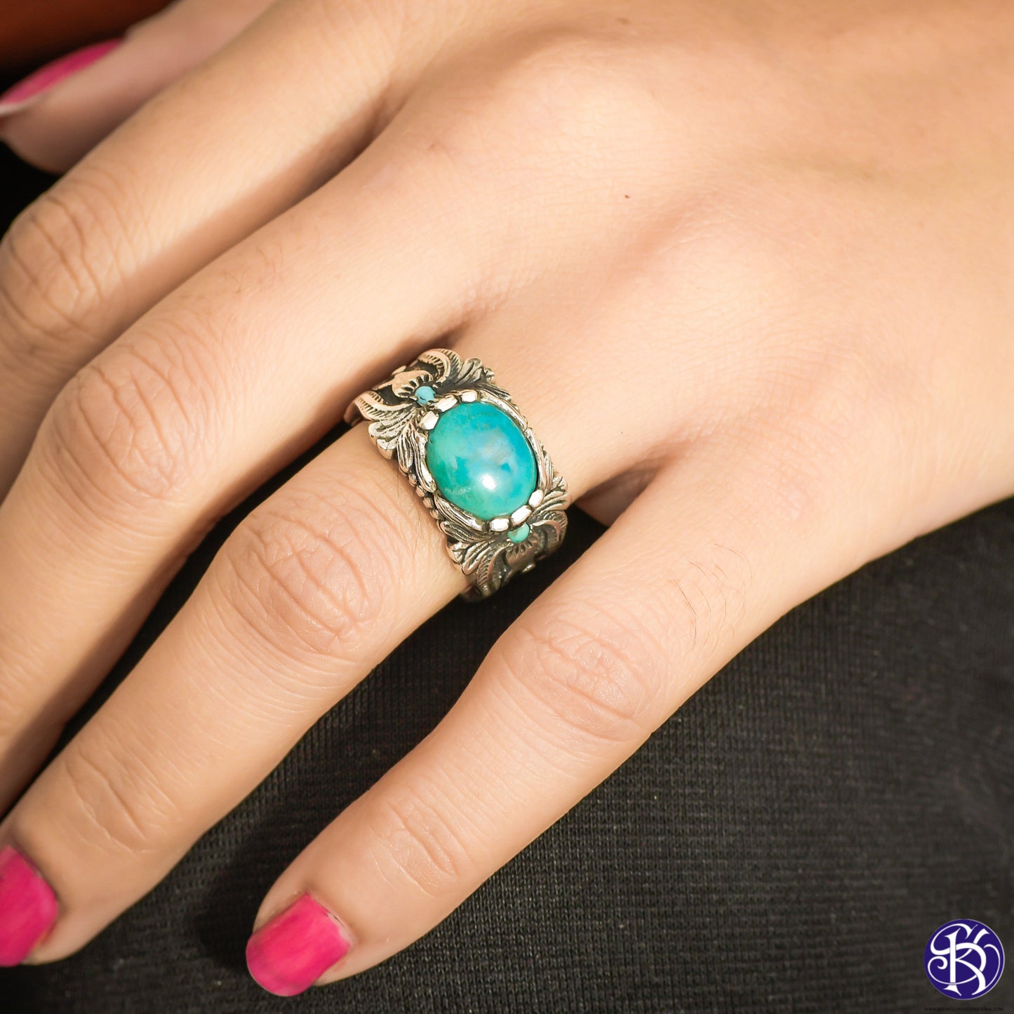 Sterling Silver Hand Carved Gemstone Ring - Available in 9 stones Up to Size 14!
