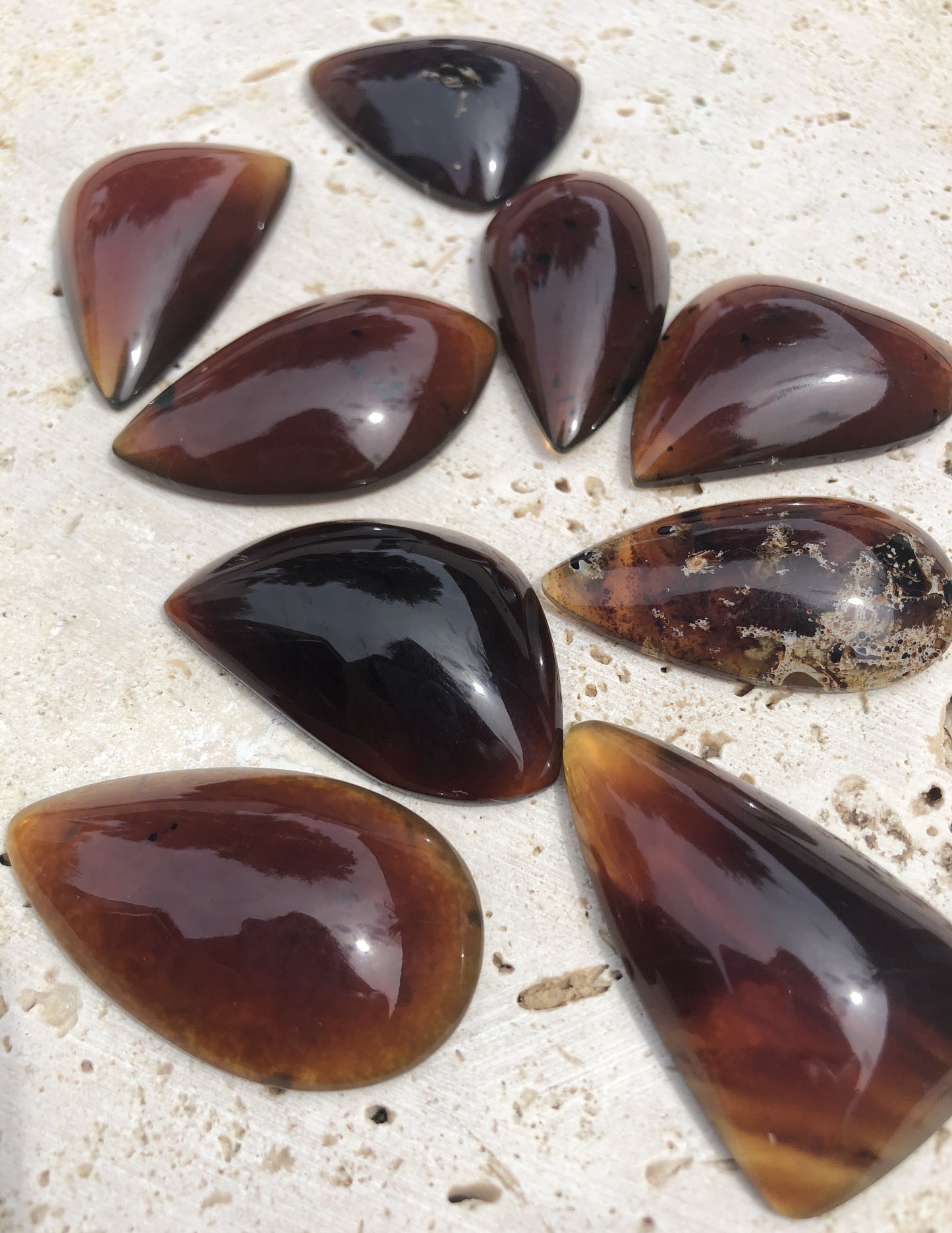 Blue Amber Freeform Cabashon From Sumantra, Indonesia