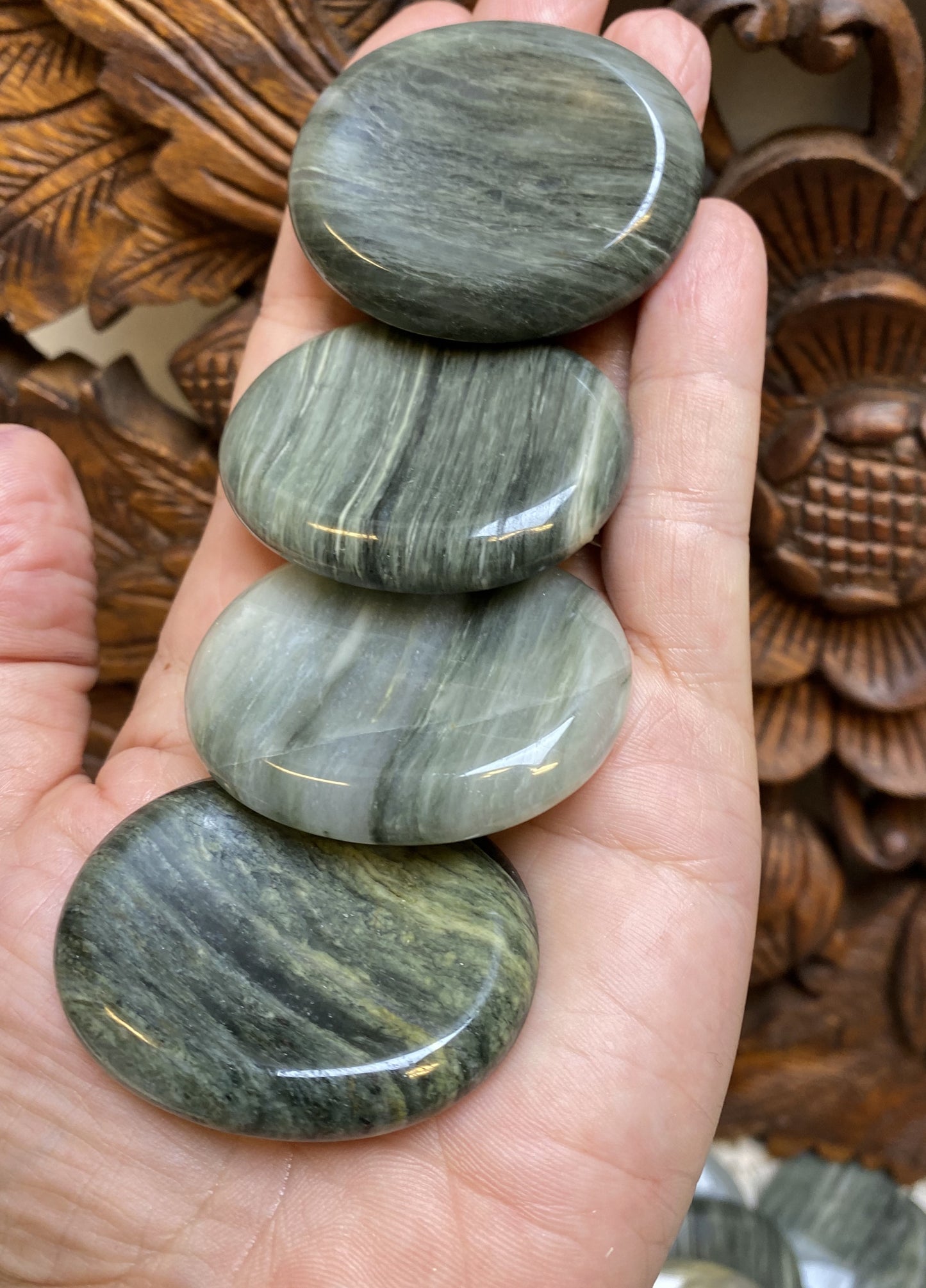 Green Hair Jasper Worry Stones