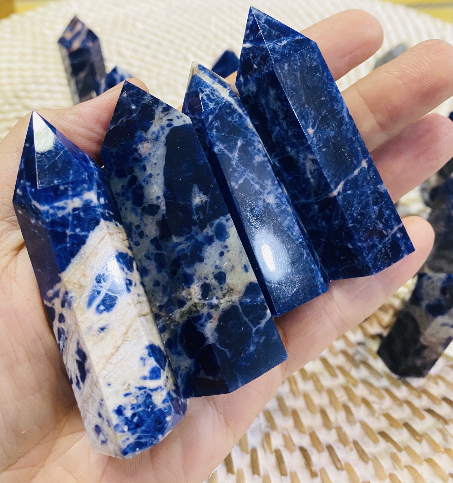 Base cut Sodalite Crystal Points
