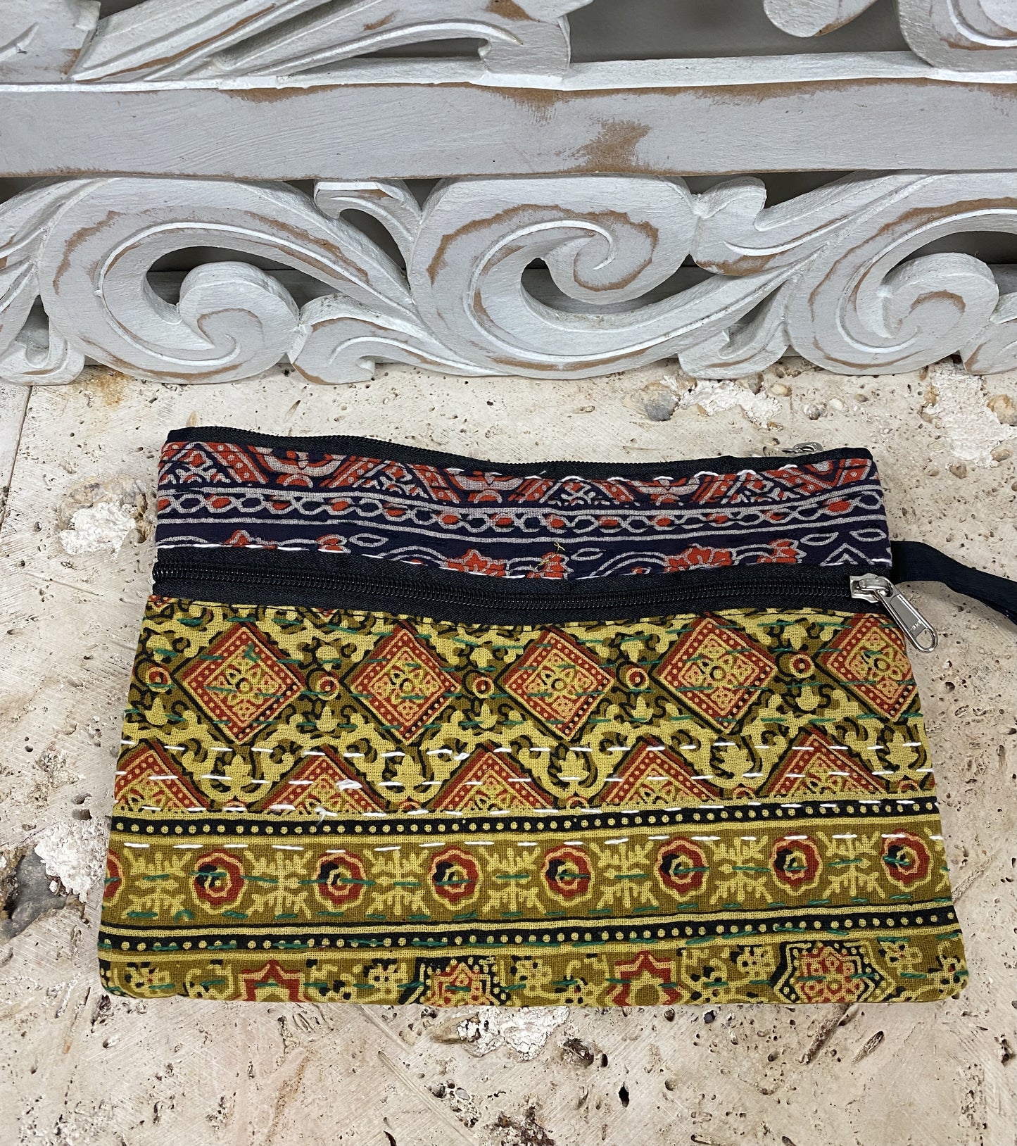 Block Print Kantha Coin/Make-up Bag