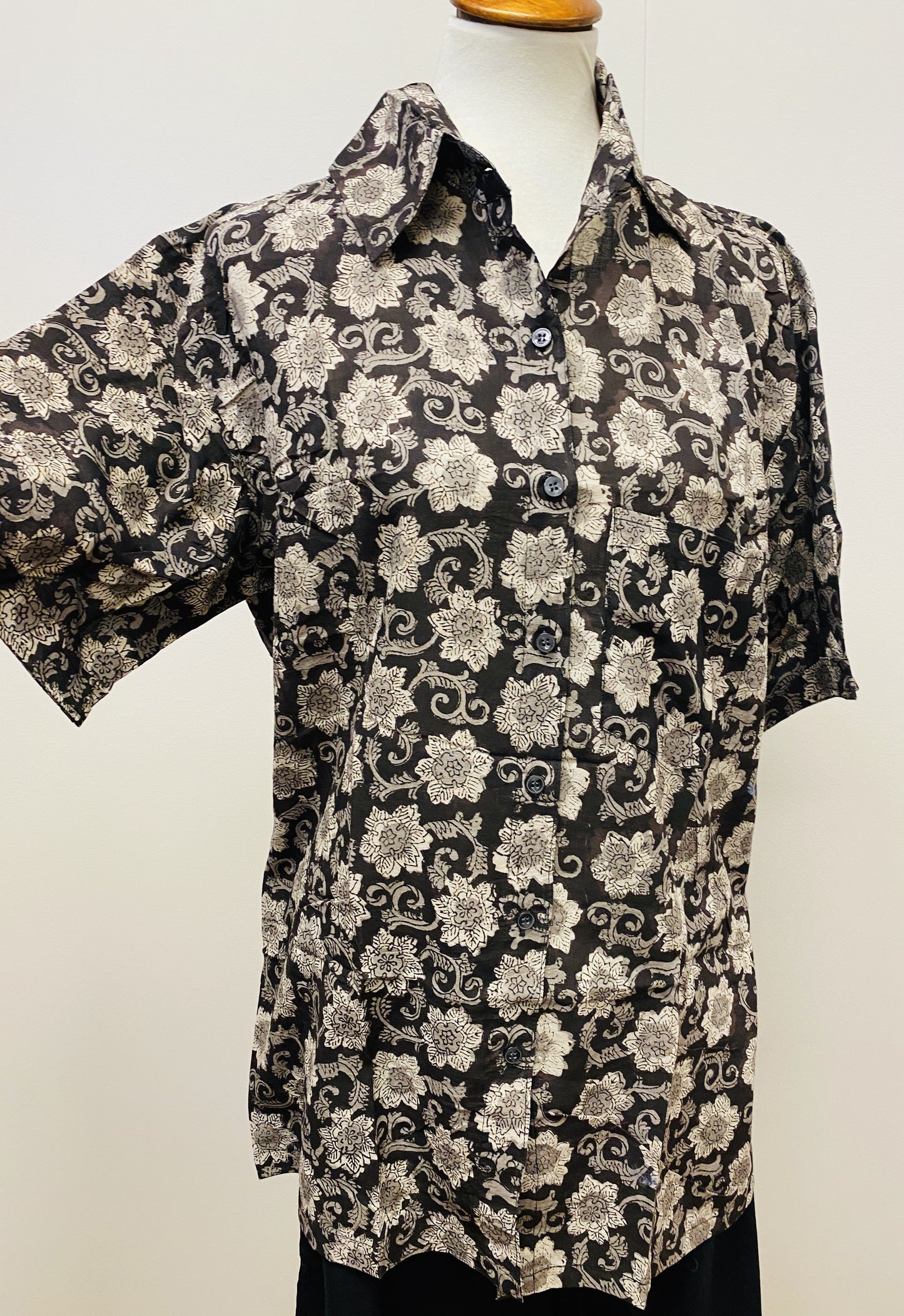 Hand Block Print Cotton Mens Button Up Shirt - 4 Patterns Available