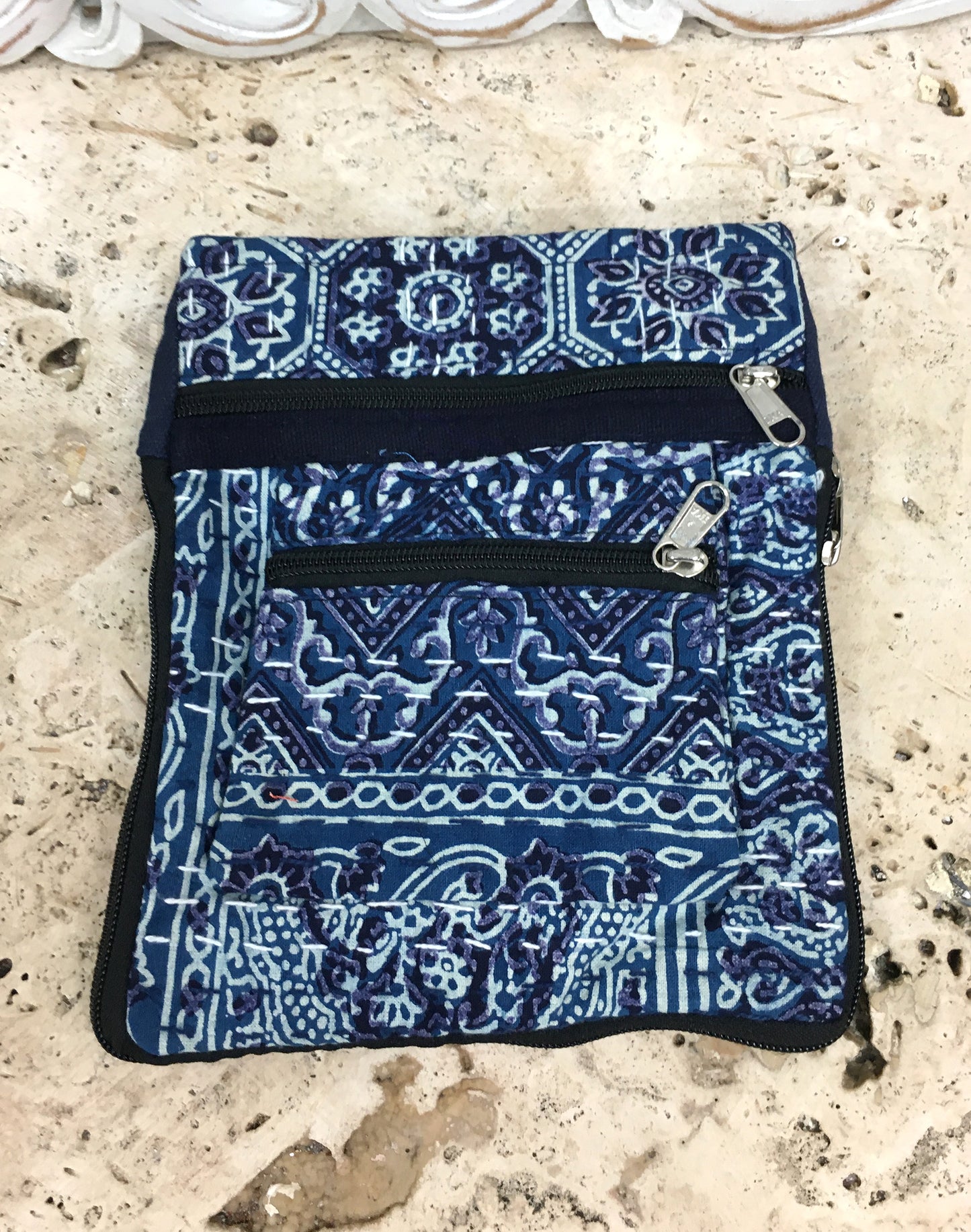 Hand Stitched Kantha Rajasthani Block print Multi Pocket Bags