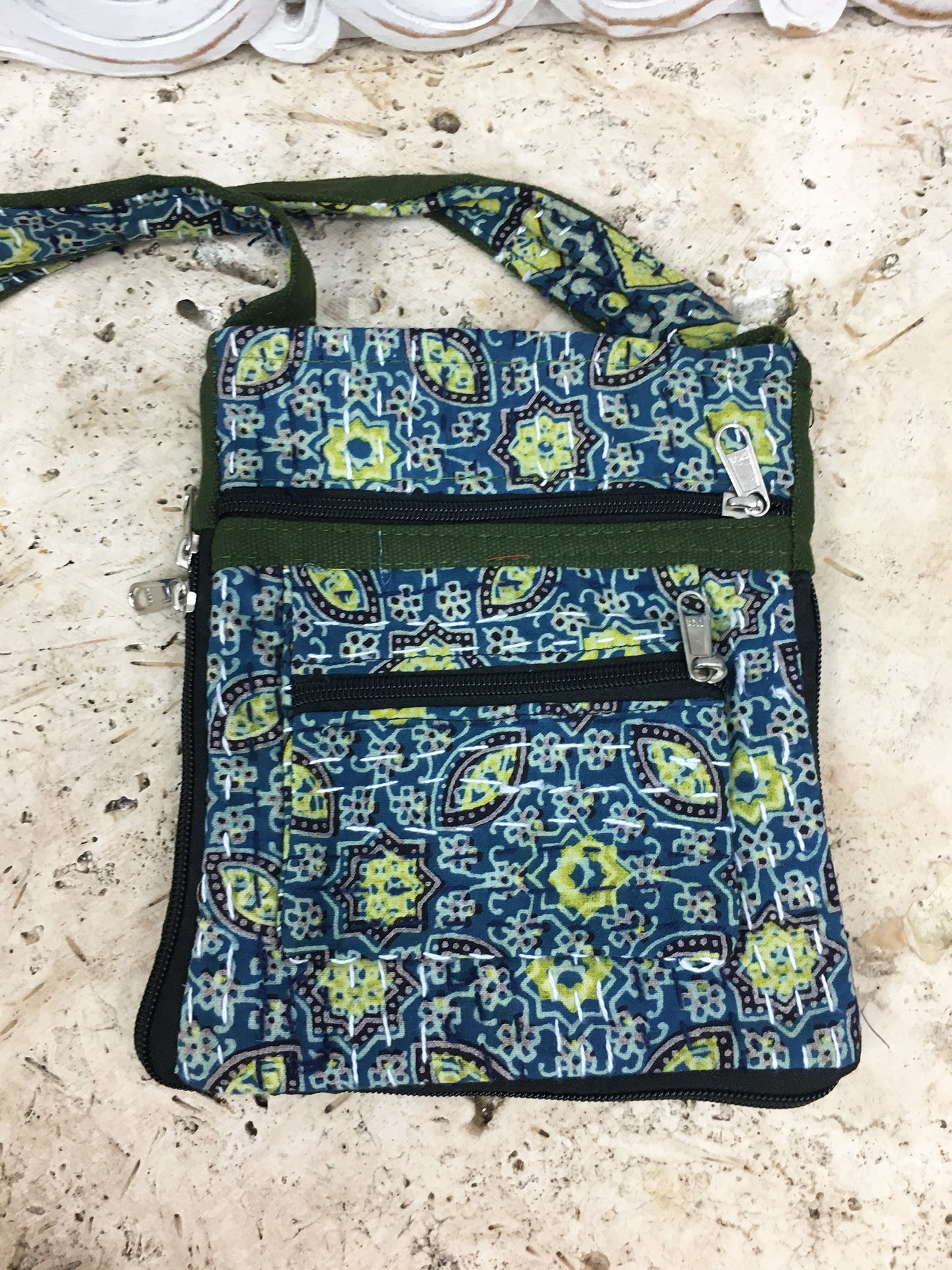 Hand Stitched Kantha Rajasthani Block print Multi Pocket Bags