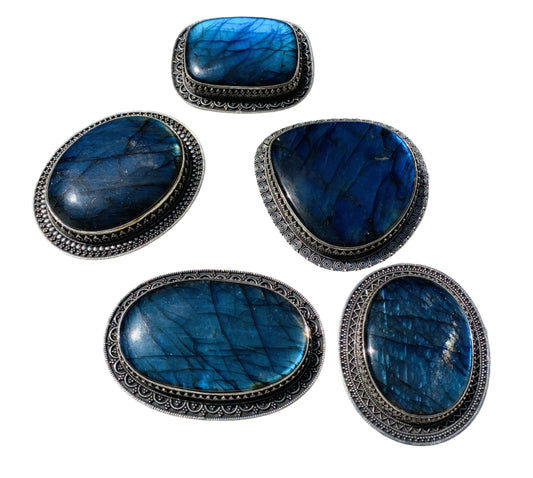 Handmade Sterling Silver Labradorite Belt Buckles