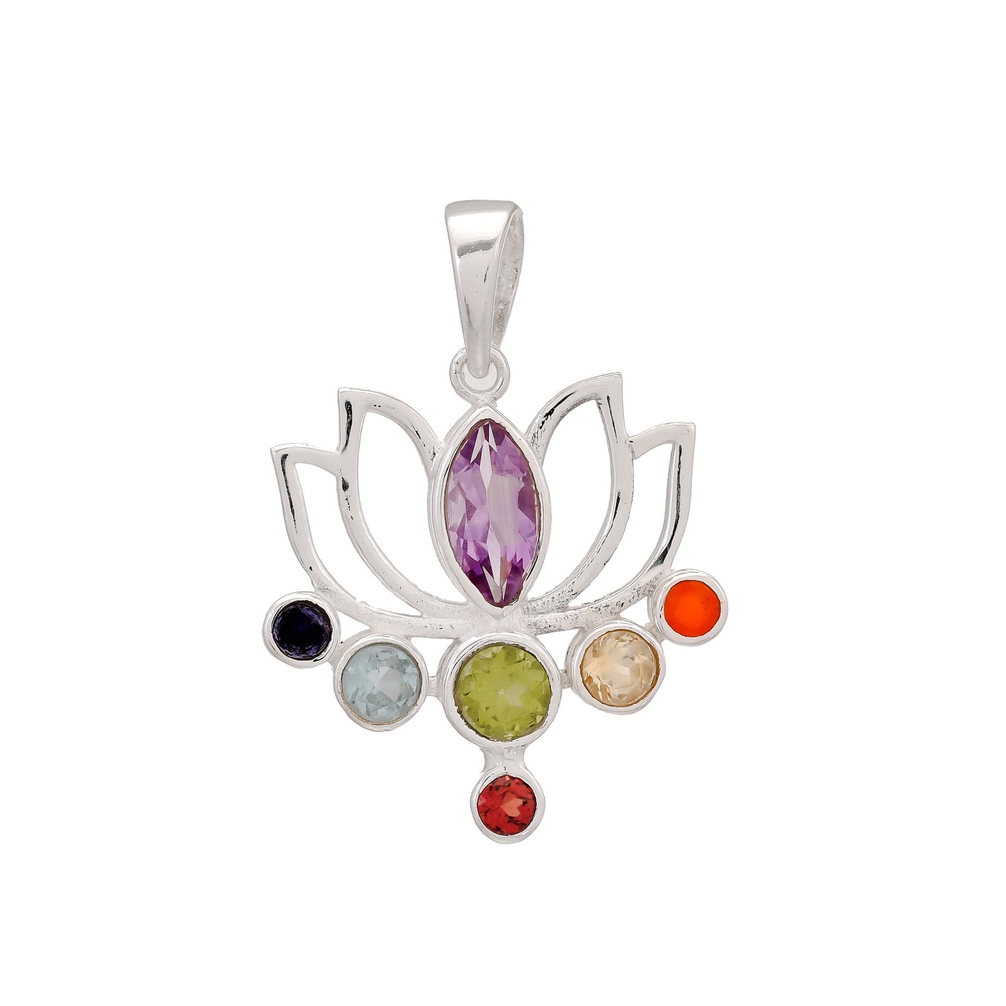 Chakra Stone Lotus Pendant