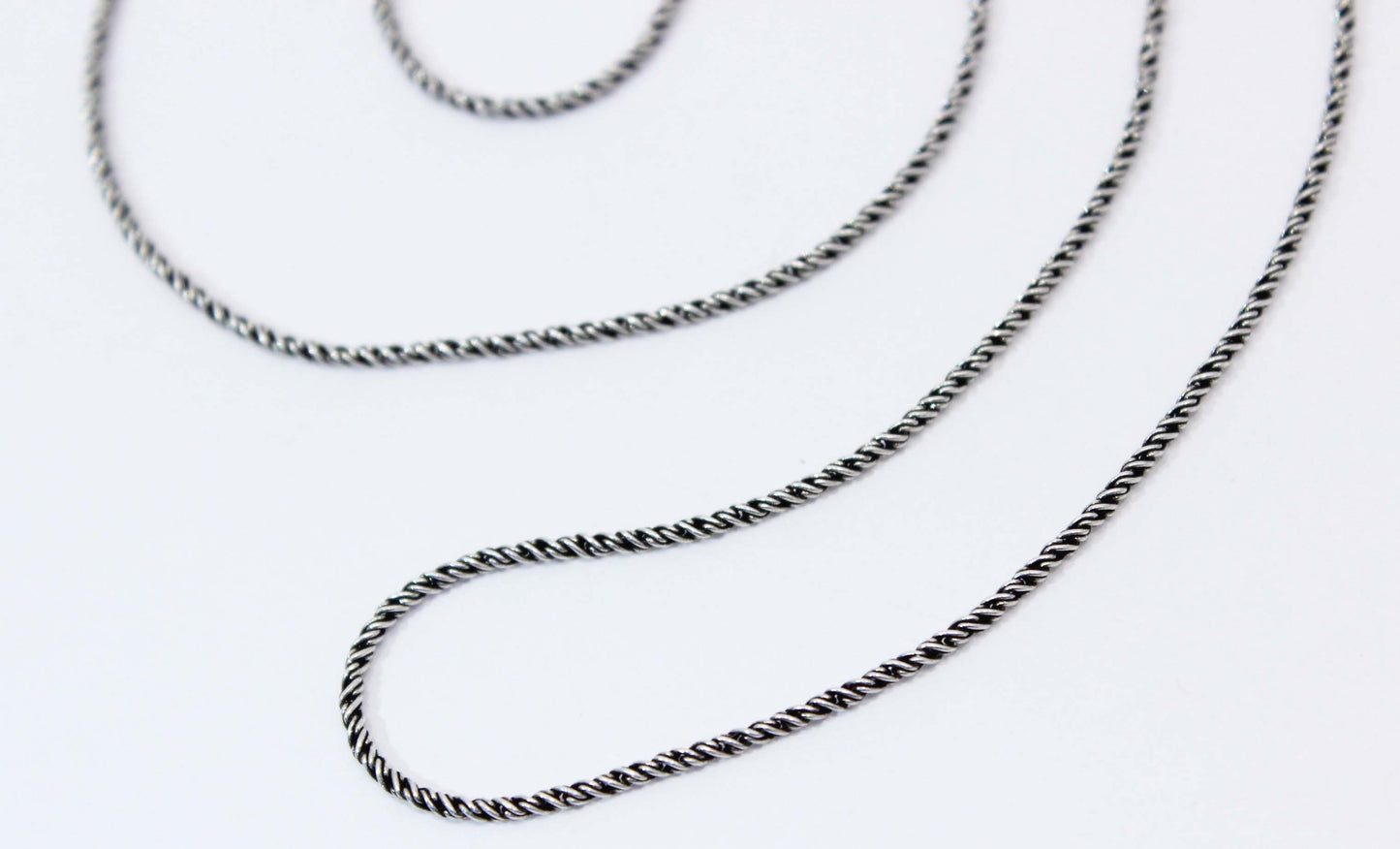 Sterling Silver Oxidized Rope Chains 1mm