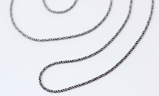 Sterling Silver Oxidized Rope Chains 1mm