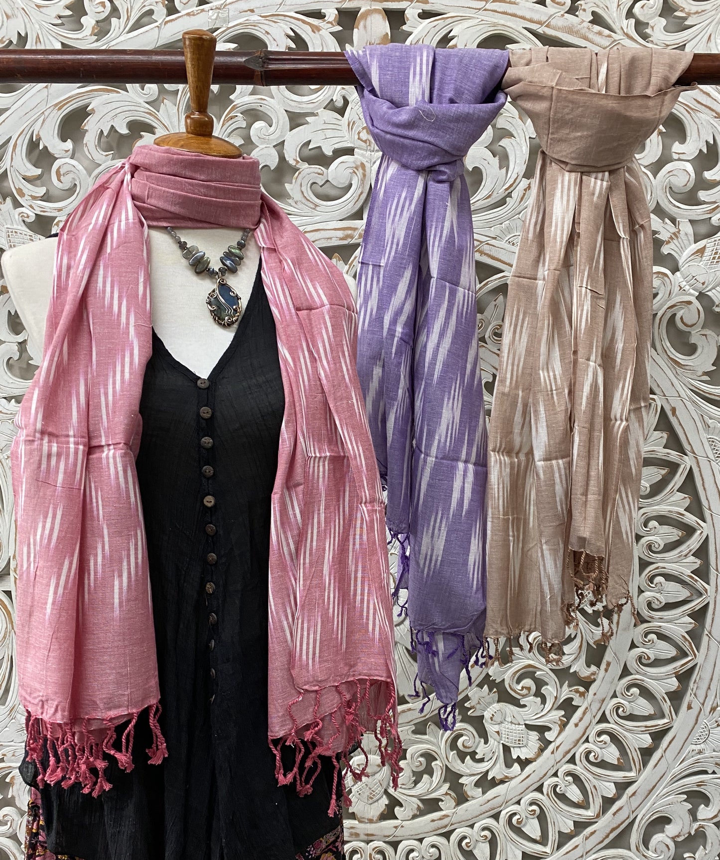 Hand Woven Cotton Ikat Scarves