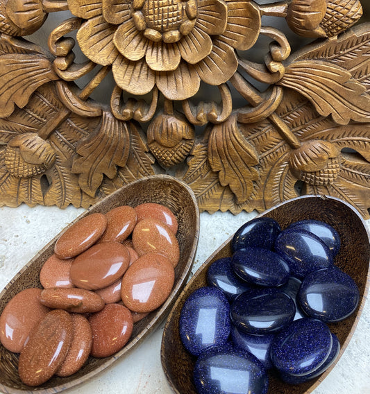 Goldstone and Blue Goldstone Palm Stones
