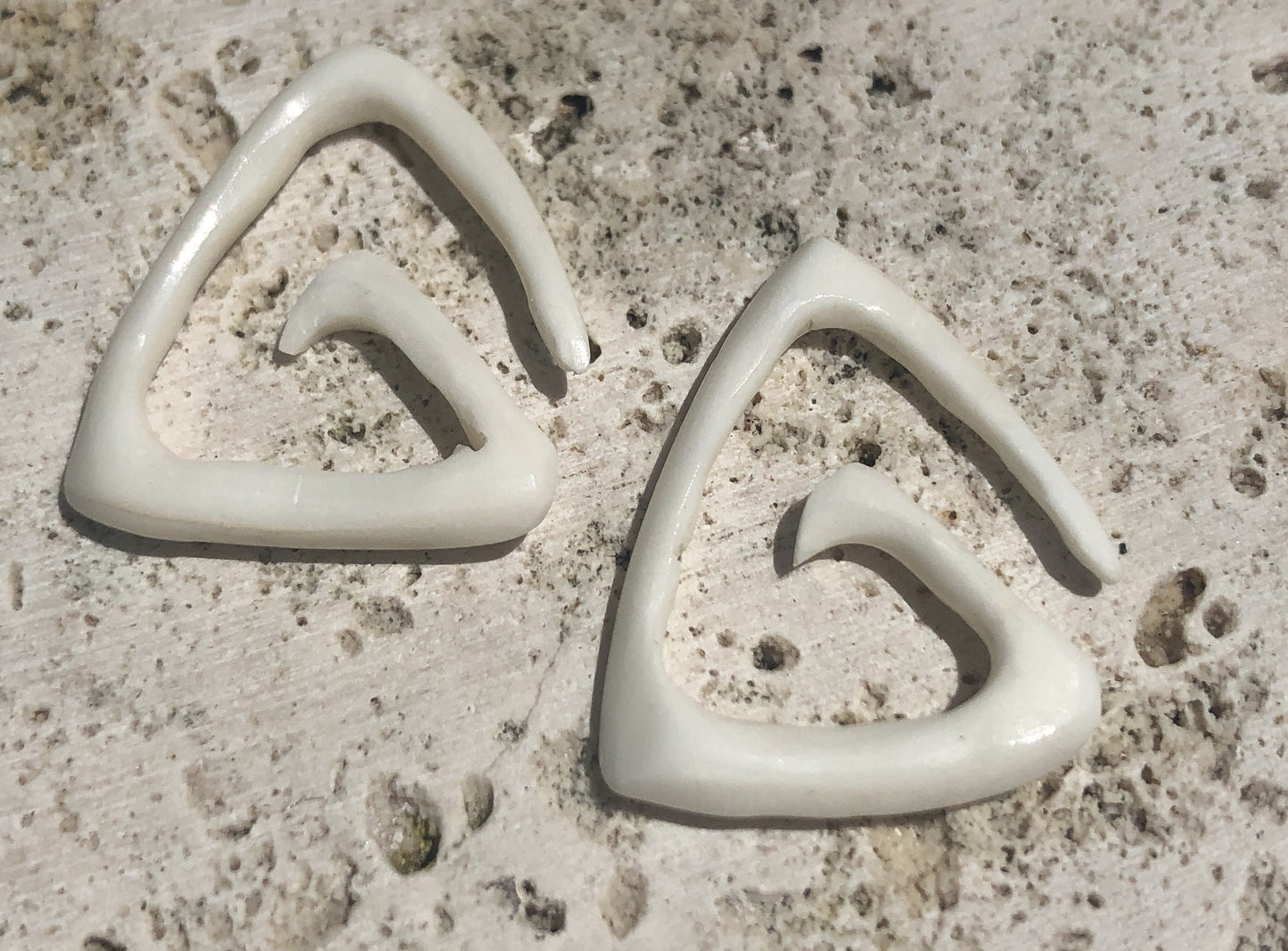 Triangle Spiral Bone Gauged Earrings - 8 gauge