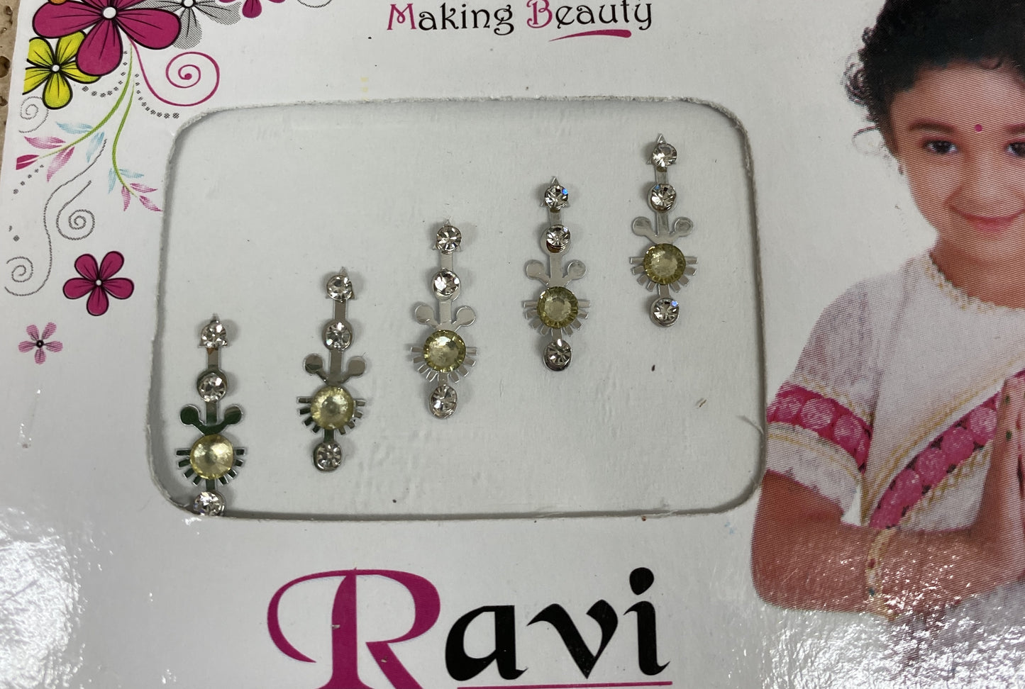 Stick on Bindi for Third Eye - Silver & Crystal