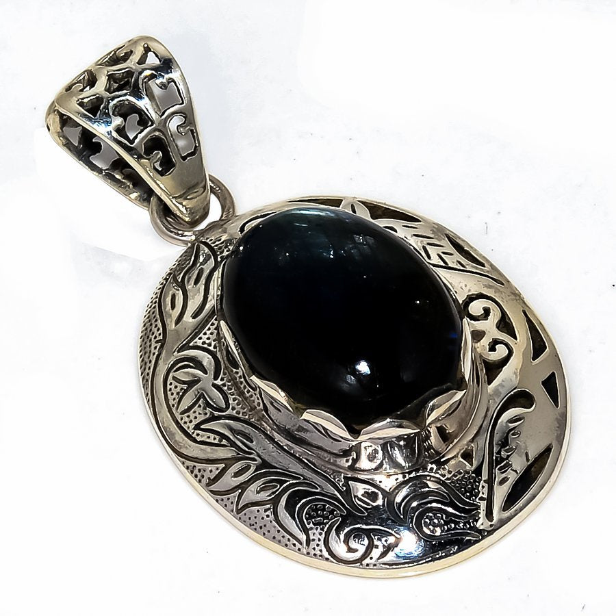 Sterling Silver Hand Etched Pendant - Available in 11 Stones