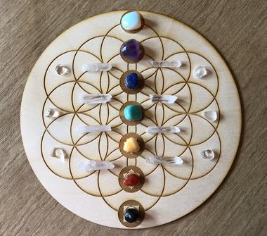 Chakra Flower of Life Crystal Gridding Boards
