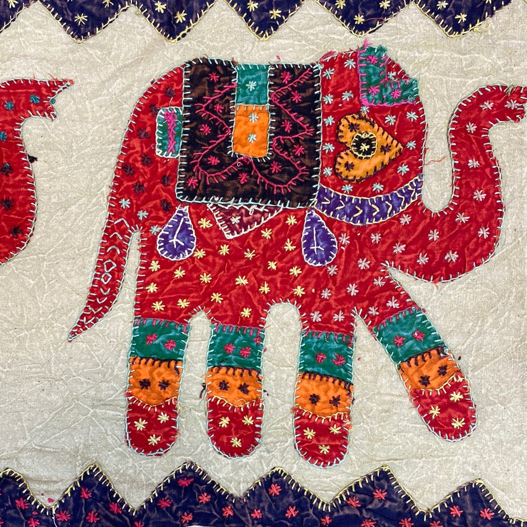 Long Embroidered Wall Hanging w Elephants