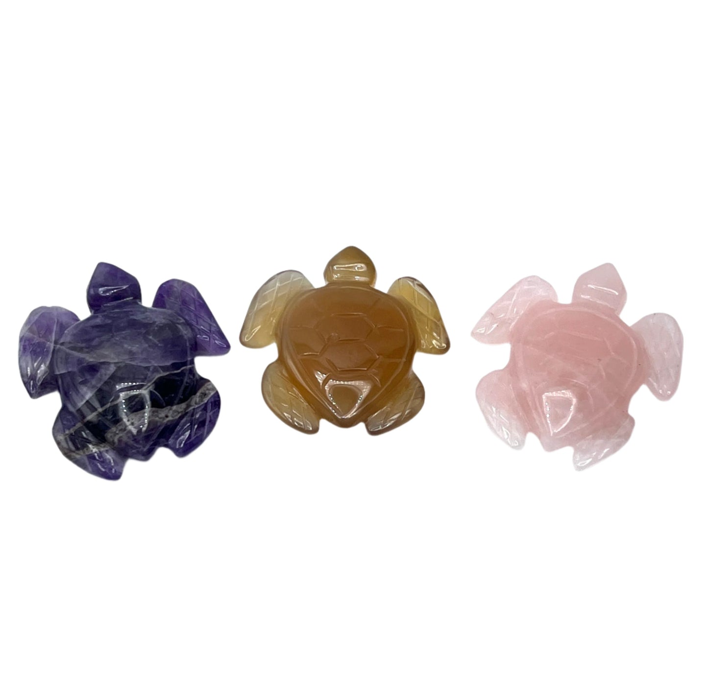 Hand Carved Gemstone Turtles
