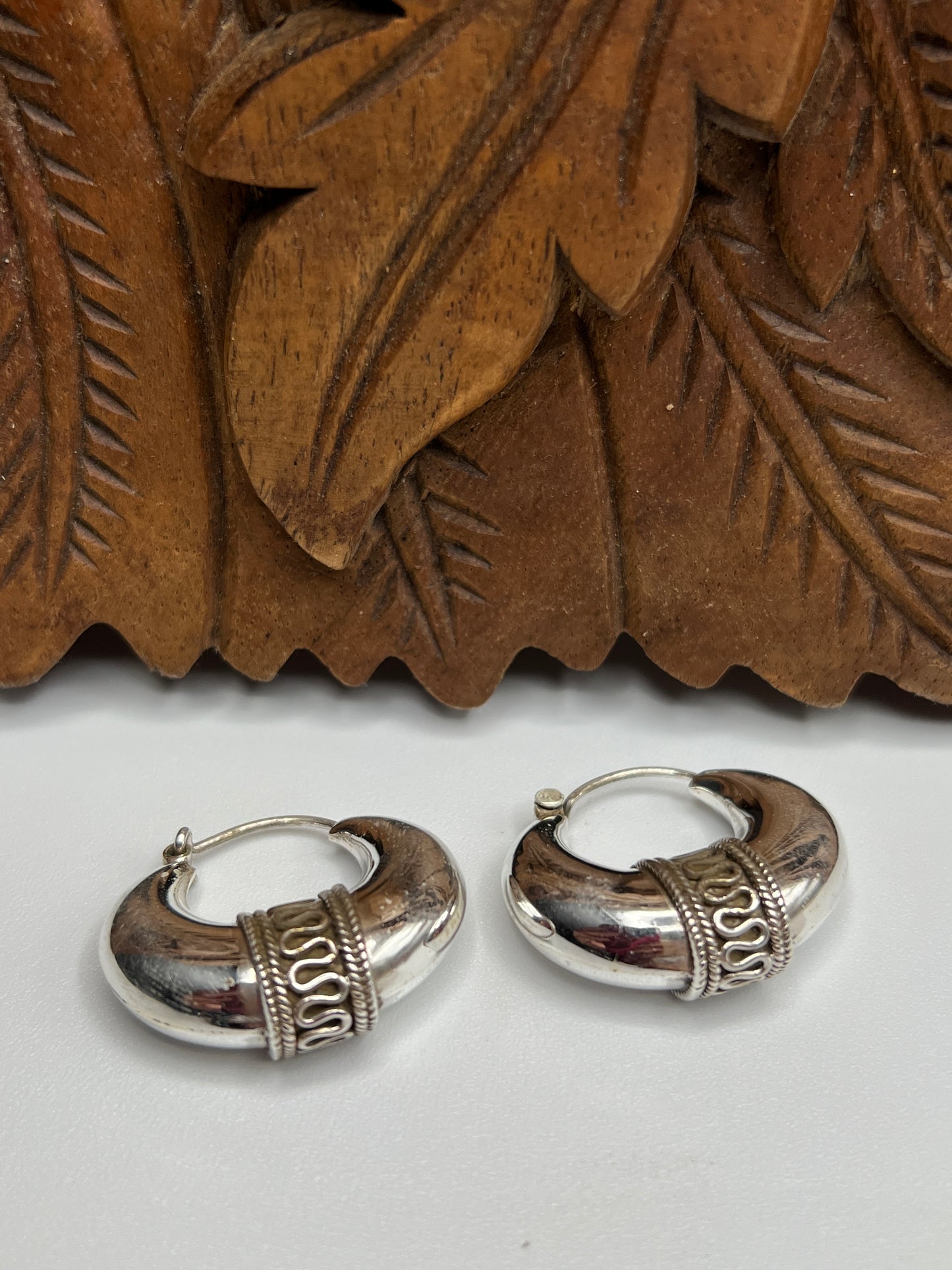 Small Wide Bali Hoop Earrings