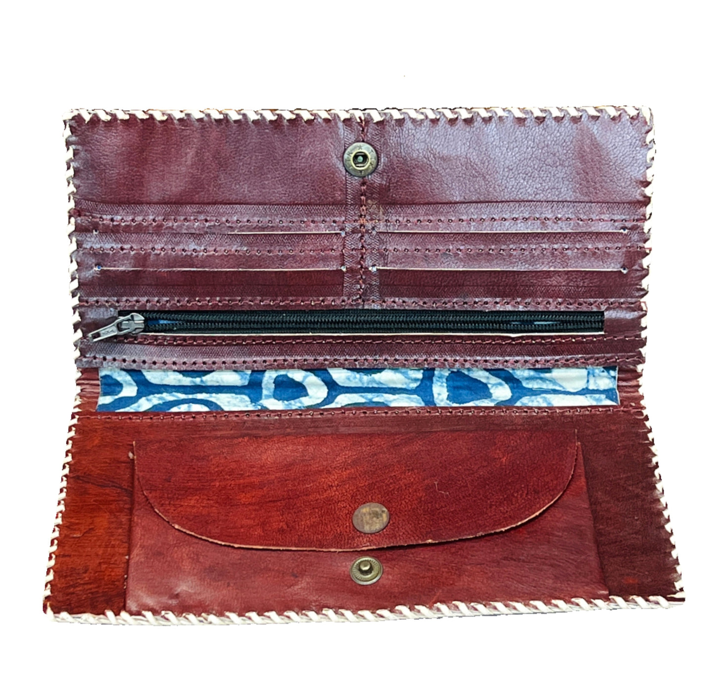 Hand Made Camel Leather Embossed Wallet with Hand Stitch work