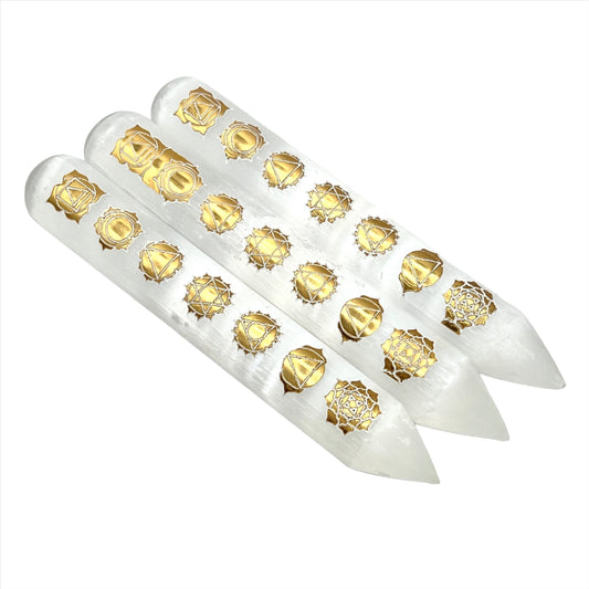 7 Chakra Selenite Wands