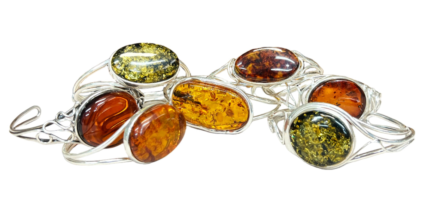 Large Sterling Silver Amber Bracelets