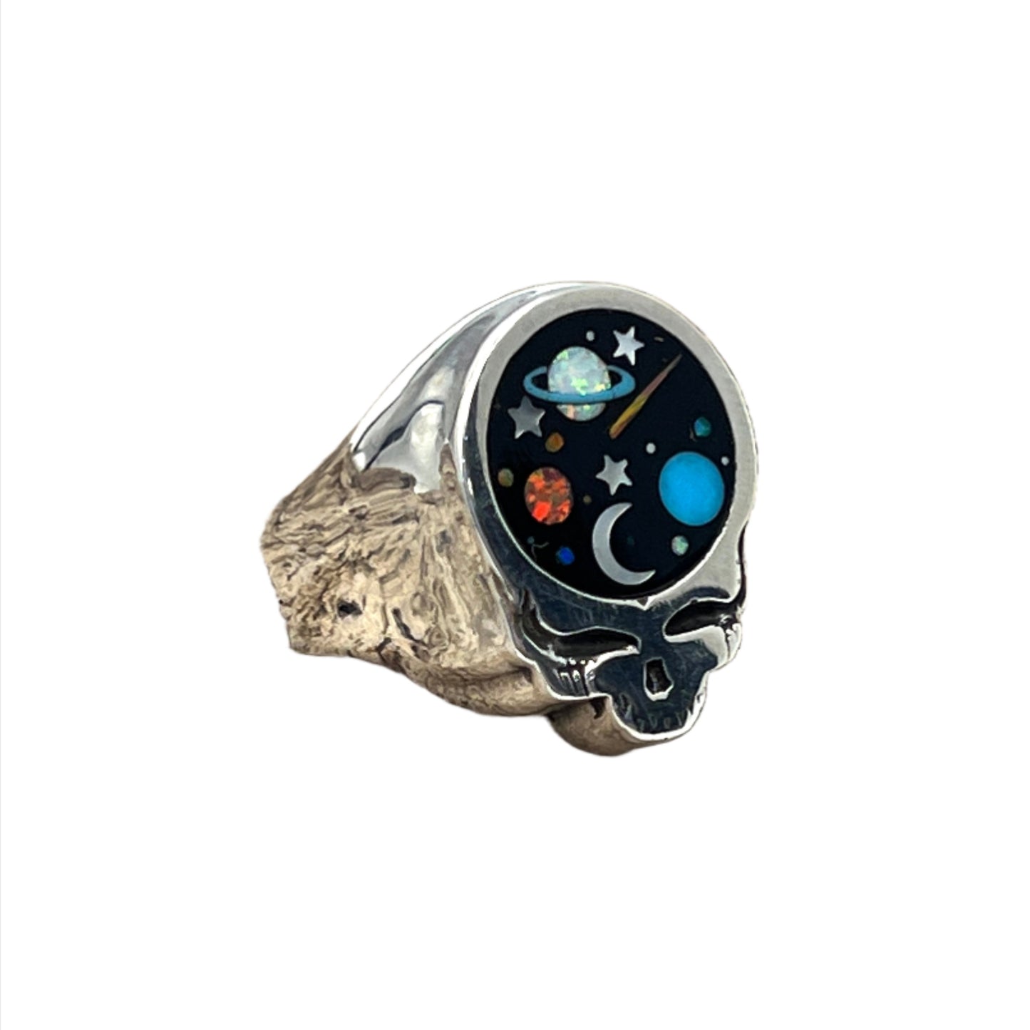 Inlaid Gemstone Grateful Dead SYF Galaxy Rings by David Freeland
