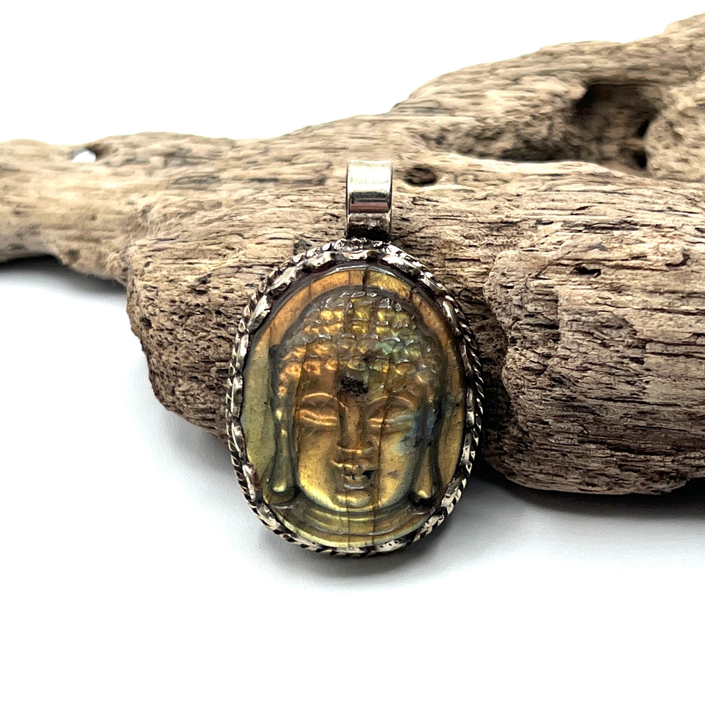 Carved Labradorite Buddha Pendants
