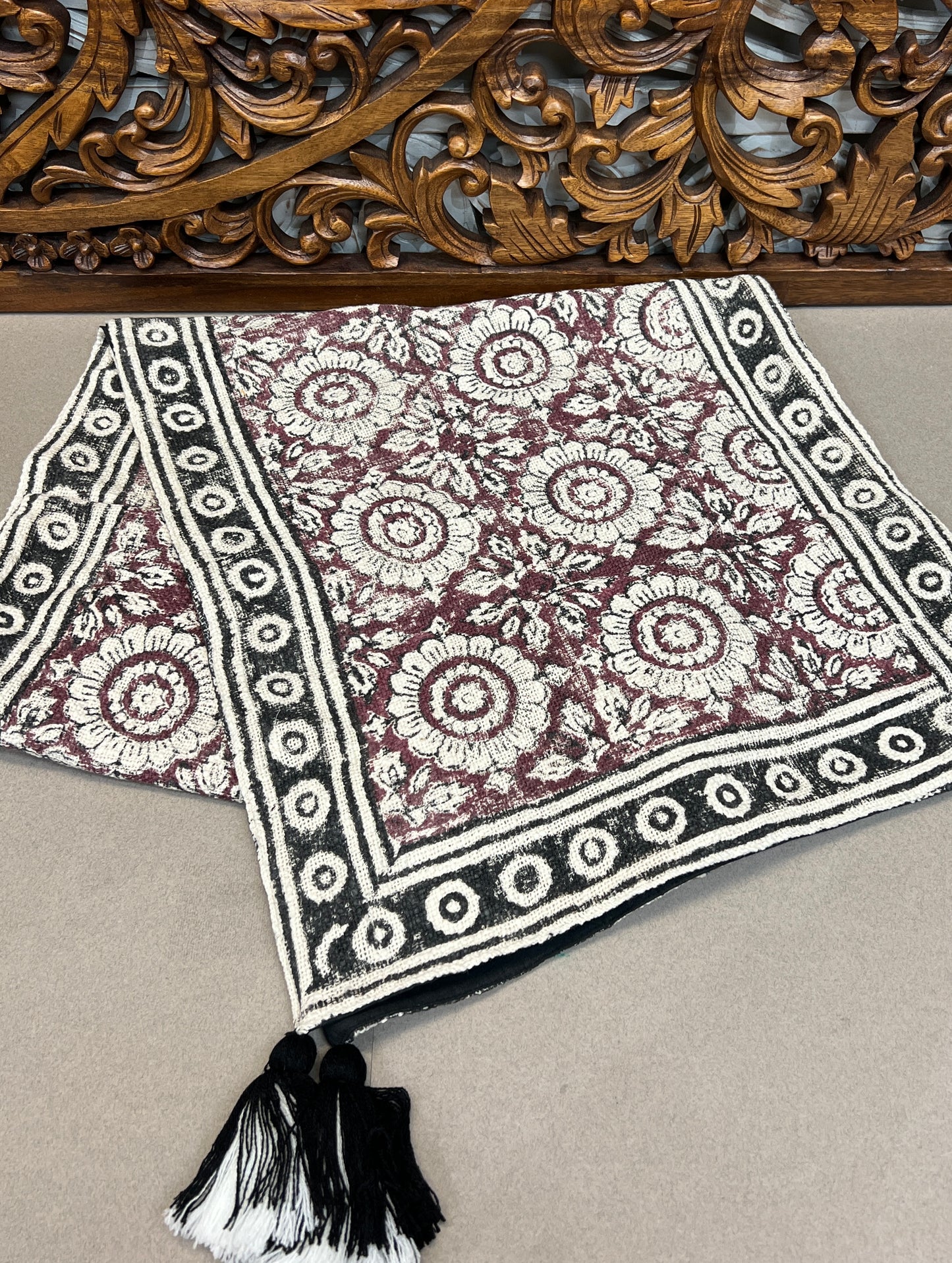 Block Print Table Runners | Wine