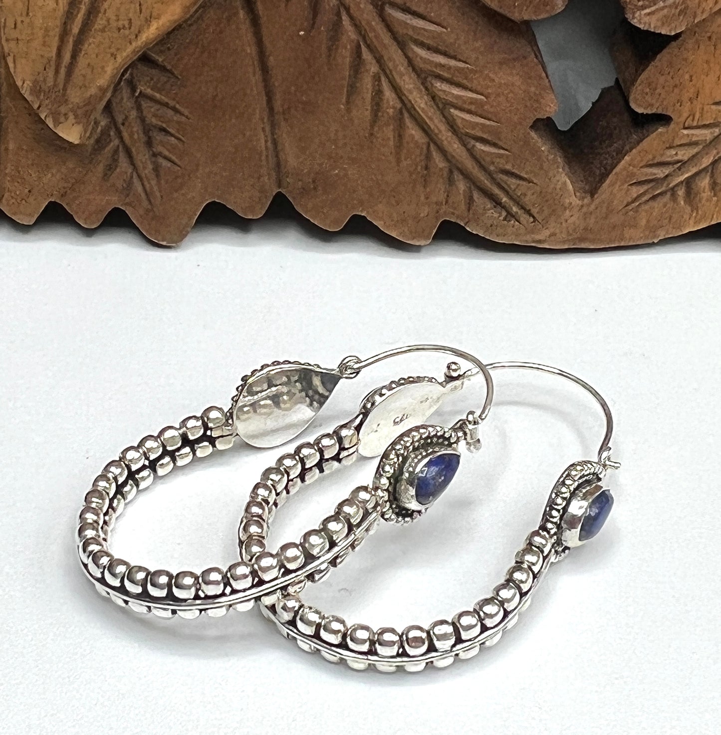 Teardrop Beaded Hoop Earrings