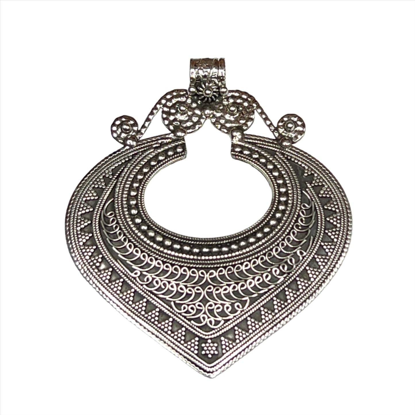 Oxidized Silver Large Tribal Pedants
