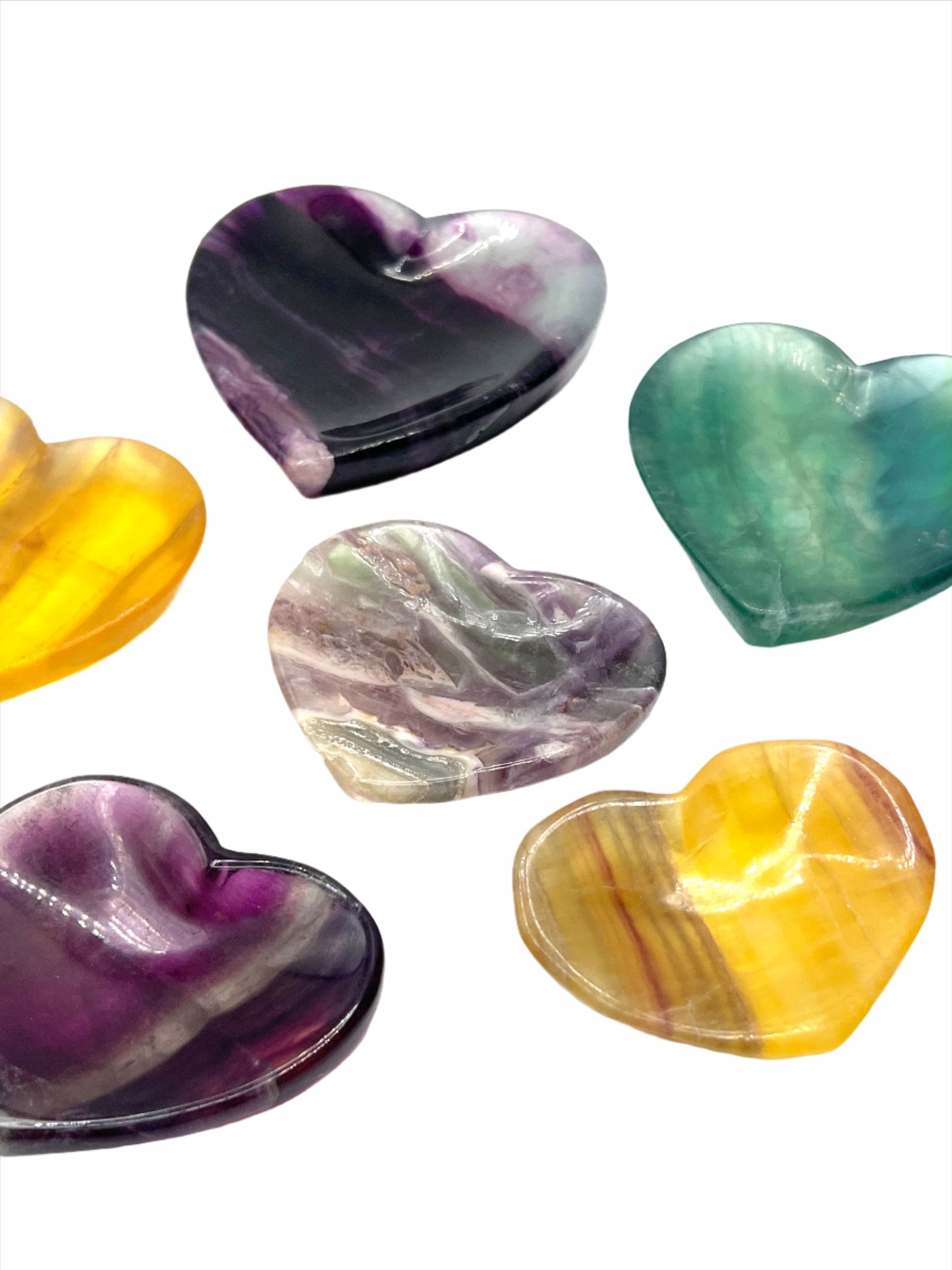 Fluorite Carved Heart Offering Bowls