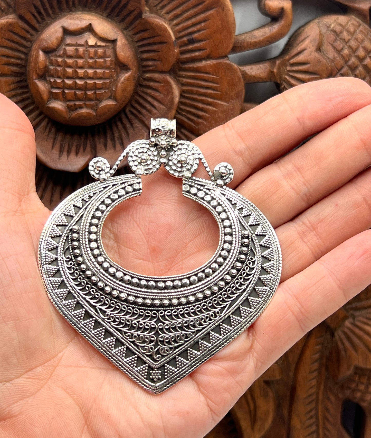 Oxidized Silver Large Tribal Pedants