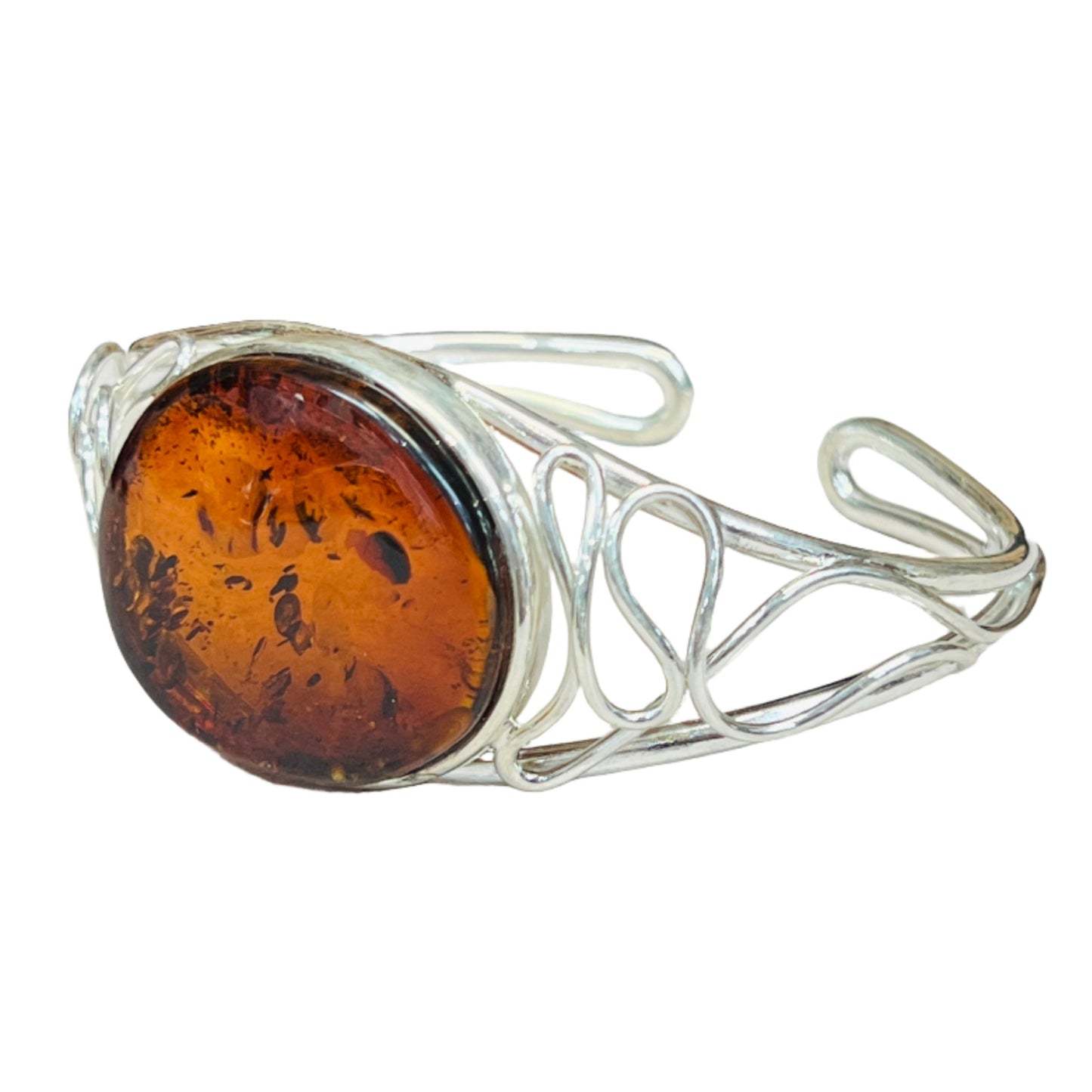 Large Sterling Silver Amber Bracelets